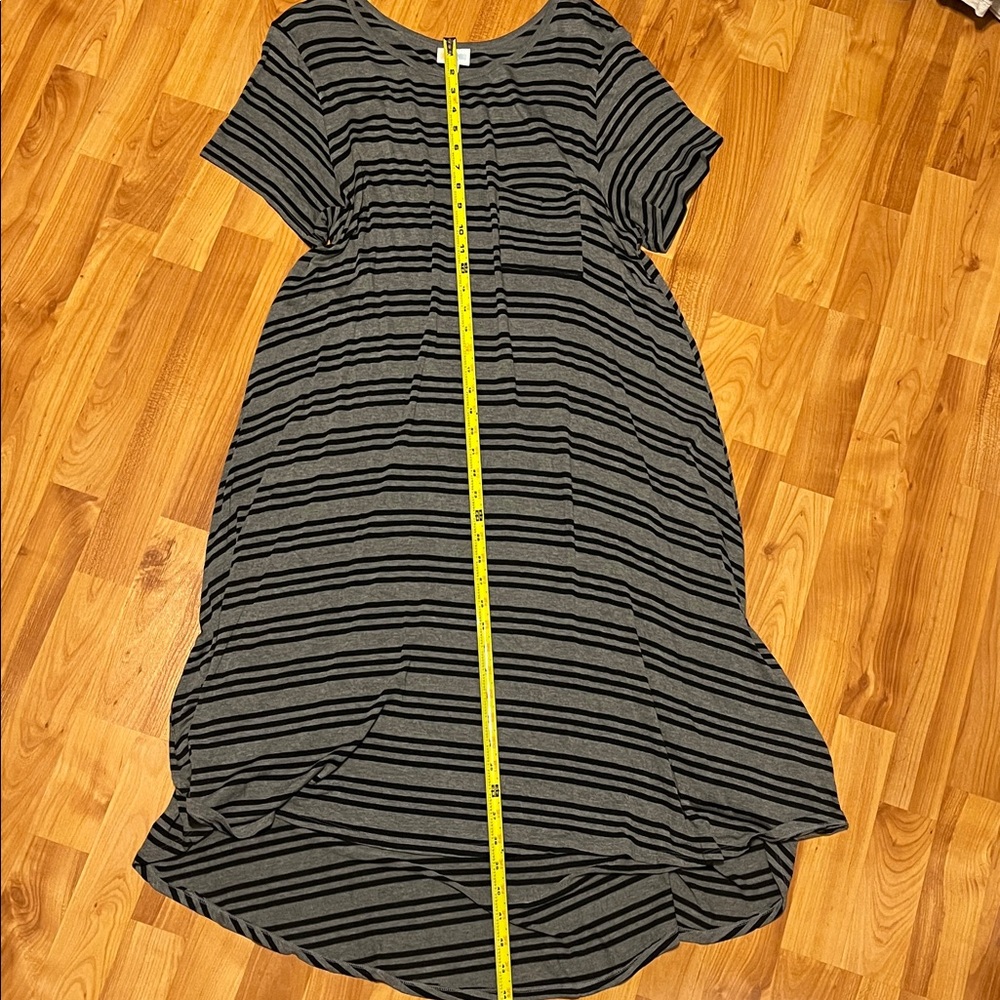 LuLaRoe Gray and Black Striped High Low Dress - Picture 5 of 6